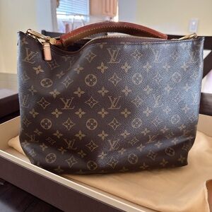 Louis Vuitton Brown Shoulder Bag with Iconic Monogram Pattern